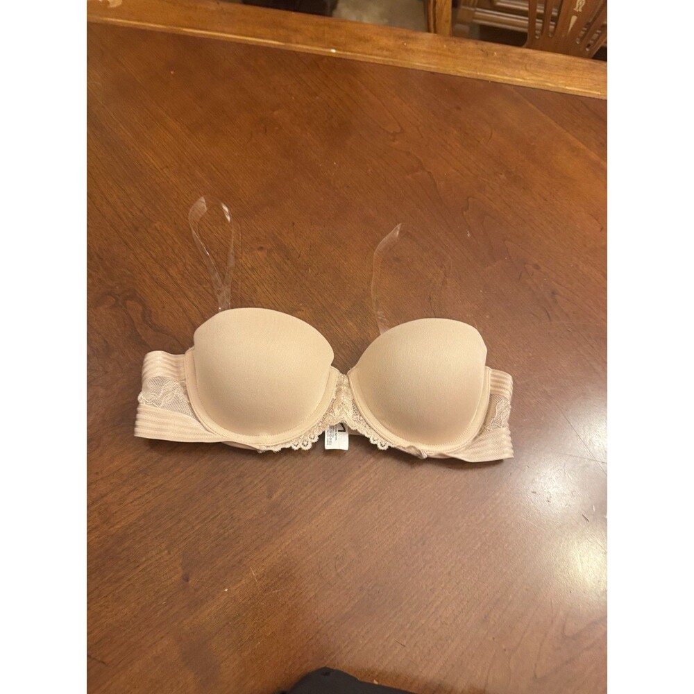 Maidenform Clear Strap Multiway Padded Underwire Push Up Bra Beige 34A